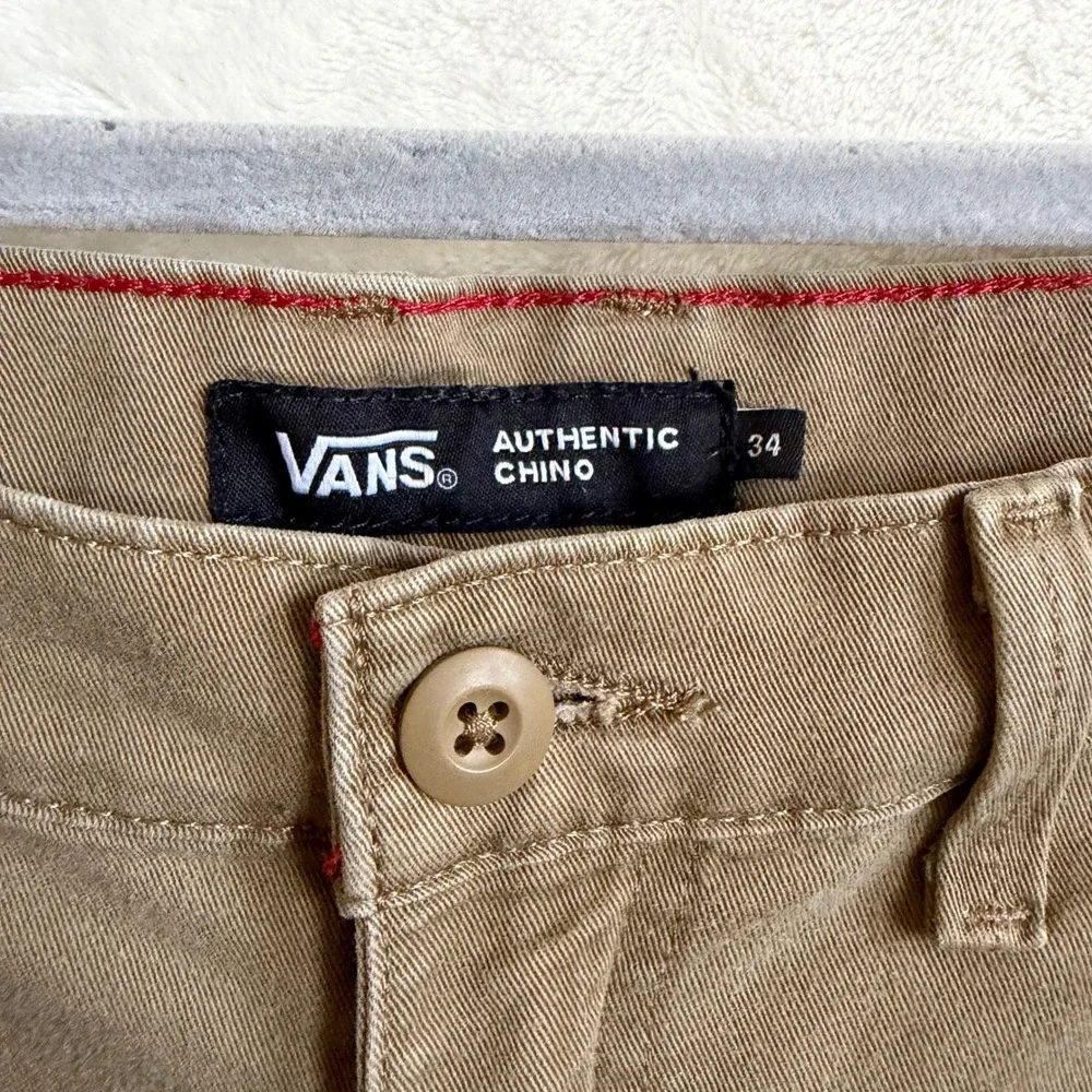 Vans Authentic Chino Slim Fit Khaki Tan Pants Mens Size 34 Skater Streetwear